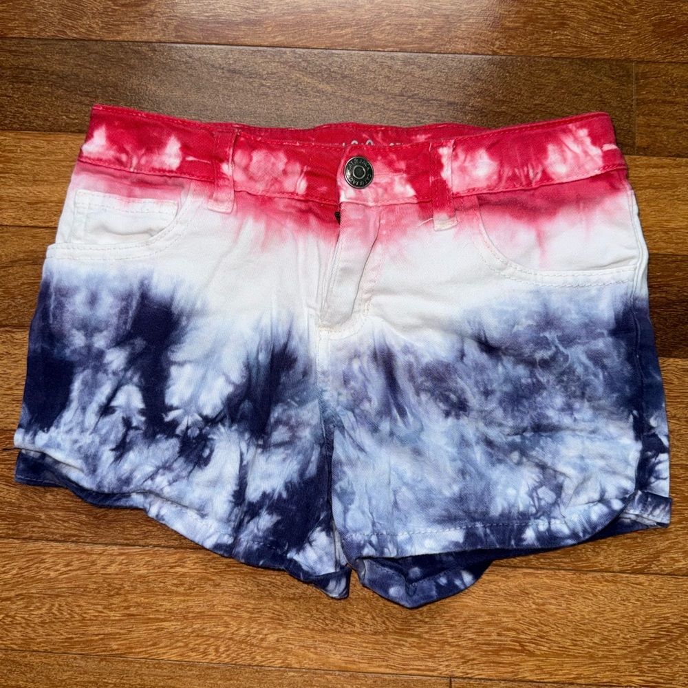 Cat & Jack  Red, White, and Blue Tie-Dye Jean Shorts w/ Adjustable Waist